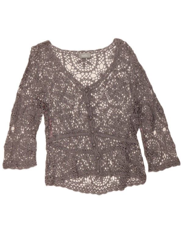 Wallis Chemisier en crochet à manches 3/4 pour femme UK 16 Large Gris