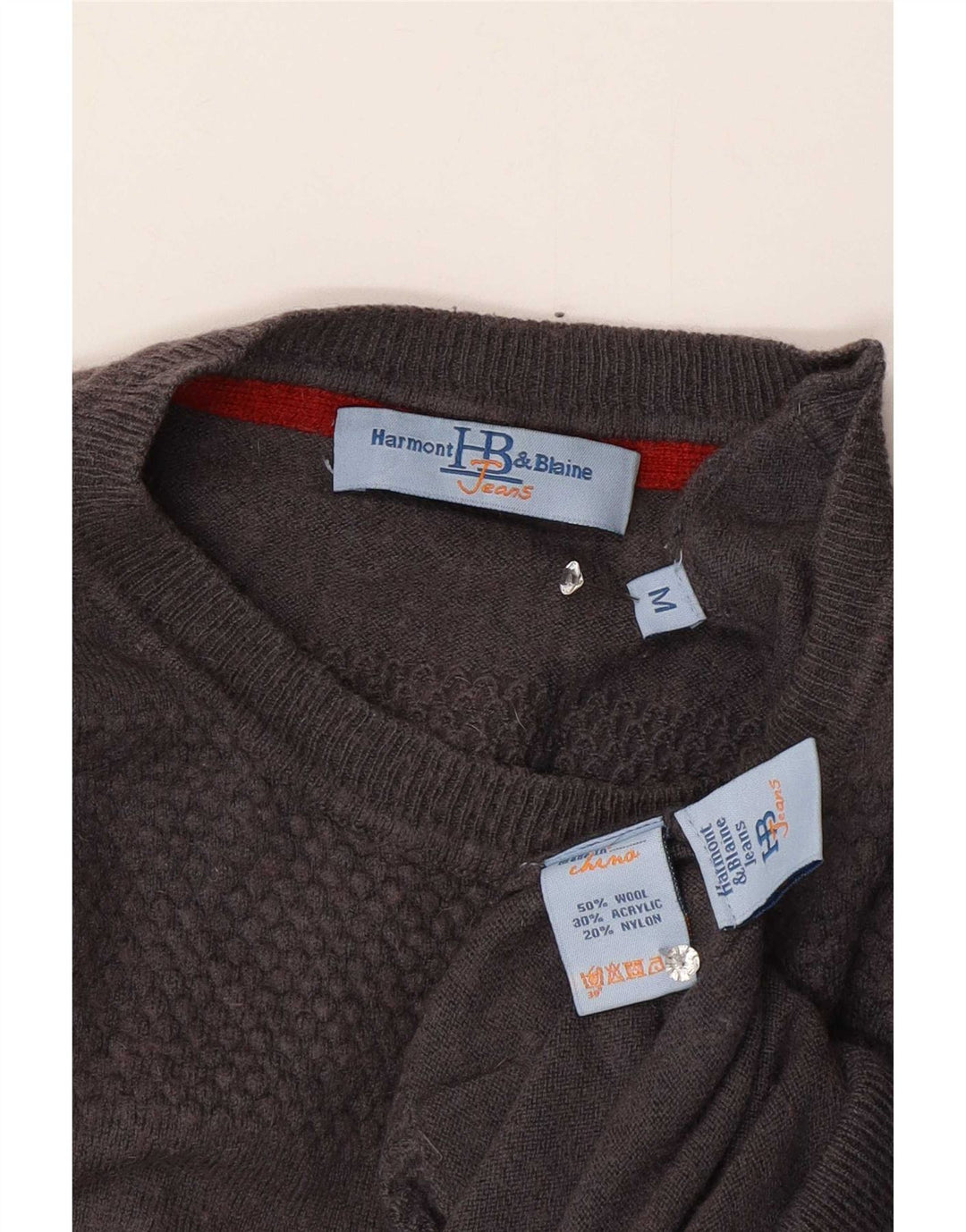 Harmont & Blaine Mens Crew Neck Jumper Sweater Medium Grey Wool