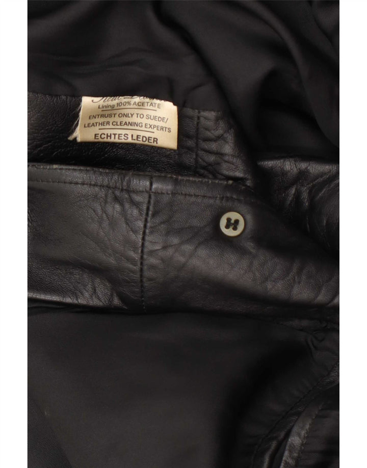 Vintage hombres 2 botones cuero Blazer chaqueta Reino Unido 38 medio negro