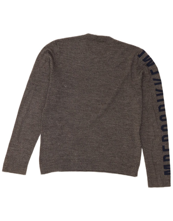 Bikkembergs Maglione girocollo grafico da uomo in acrilico grigio medio