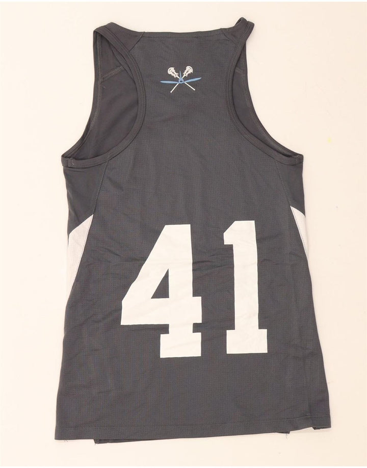 NEW BALANCE Womens Graphic Vest Top UK 8 Small Grey Colourblock Polyester Vintage New Balance and Second-Hand New Balance from Messina Hembry 