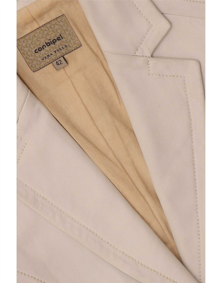 Conbipel Dame 2-knaps læder blazerjakke IT 42 Medium White