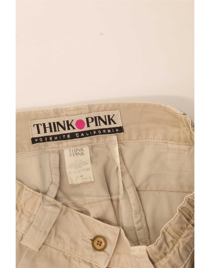 Think Pink Womens Cargo Shorts IT 42 Medium W28 Beige Cotton