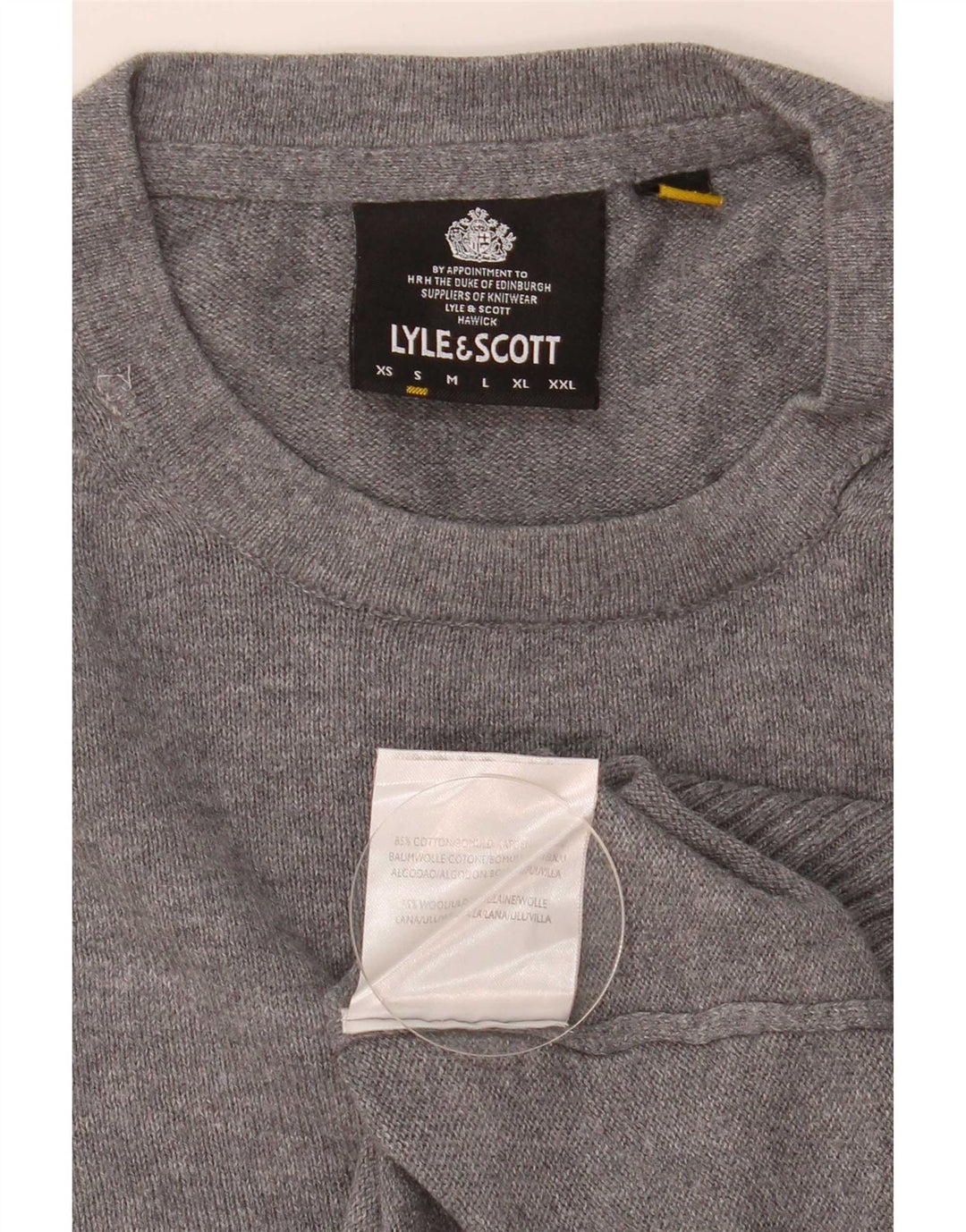 Lyle & Scott Mens Crew Neck Jumper Sweater Small Grey Flecked Cotton