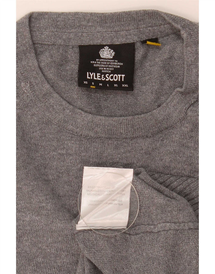 Lyle & Scott Mens Crew Neck Jumper Sweater Small Grey Flecked Cotton