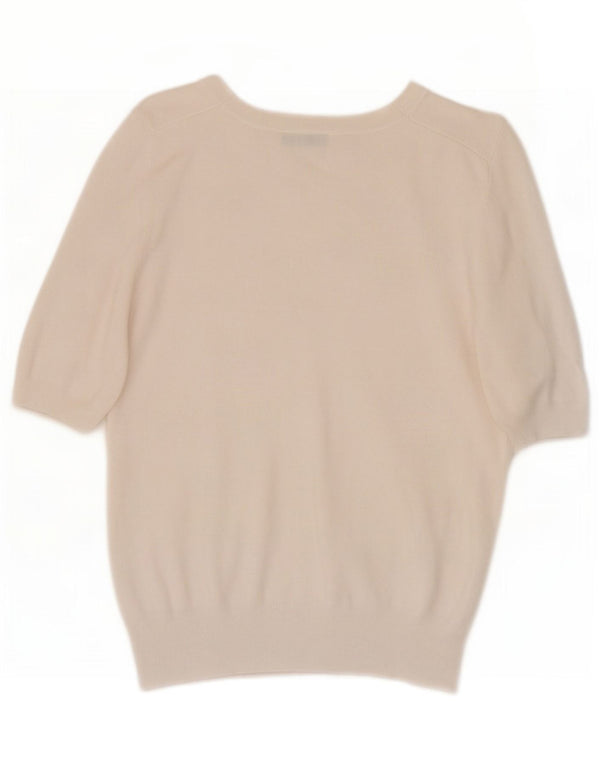 Zara Mujer Blusa De Manga Corta Top UK 10 Small Blanco