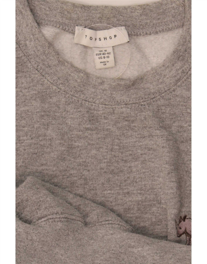 Topshop Womens Sweatshirt Jumper UK 14 Medium Grey Flecked