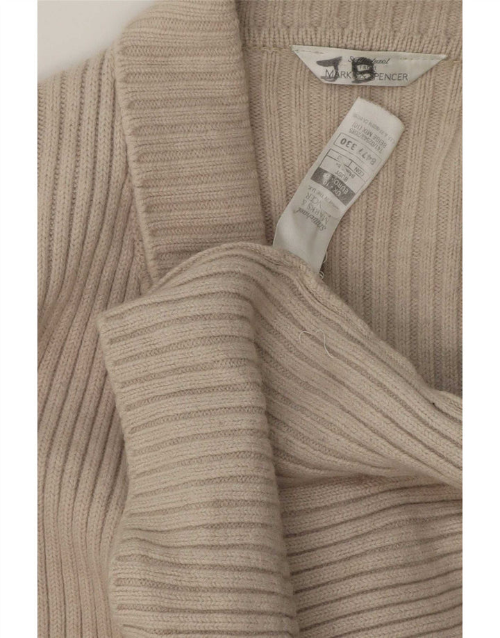 Женский кардиган Marks & Spencer, размер UK 10, маленький, бежевый, шерстяной