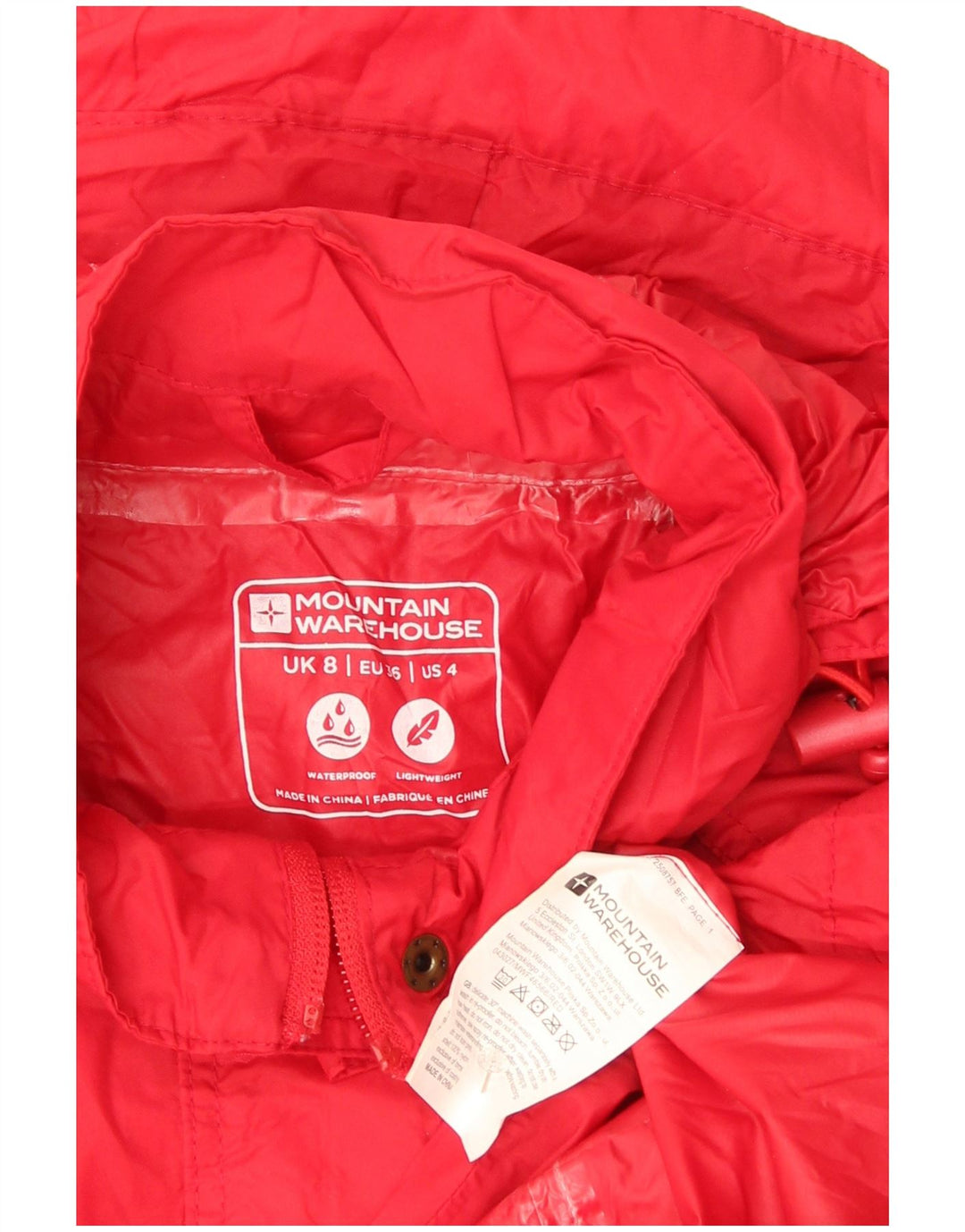 Mountain Warehouse Veste de pluie à capuche pour femme UK 8 Small Rouge Nylon