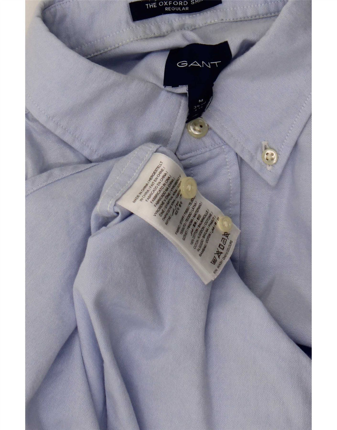 Gant kortærmet herreskjorte med normal pasform størrelse 39 Medium Blue Cotton