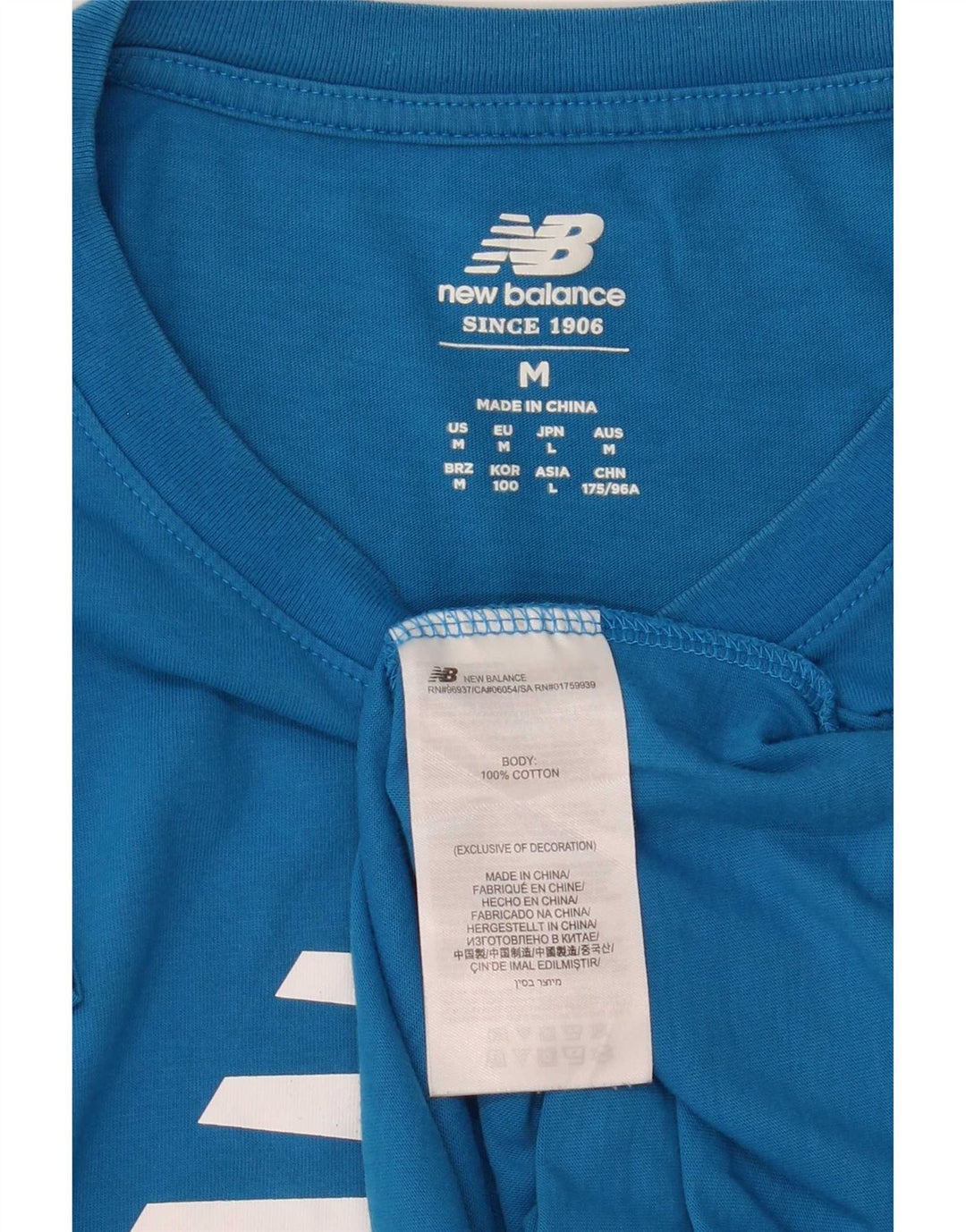 T-shirt grafica da uomo New Balance Top in cotone blu medio