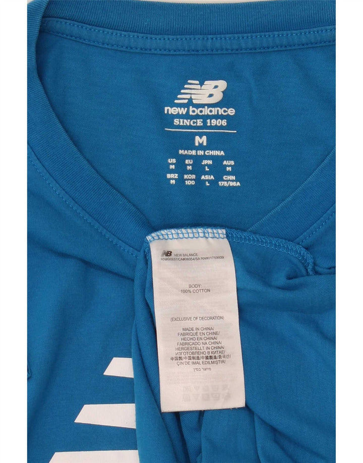 T-shirt grafica da uomo New Balance Top in cotone blu medio
