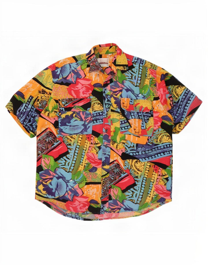 Central Park Mens Hawaiian Short Sleeve Shirt Medium Multicoloured Floral