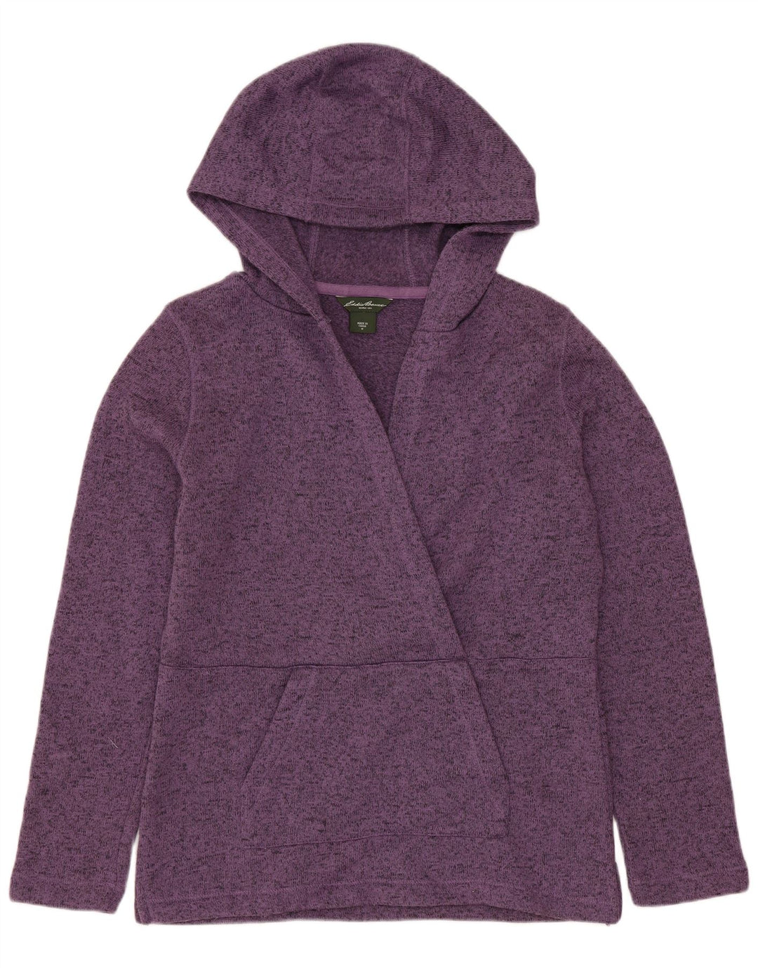EDDIE BAUER Womens Hoodie Jumper UK 14 Medium Purple Flecked Polyester
