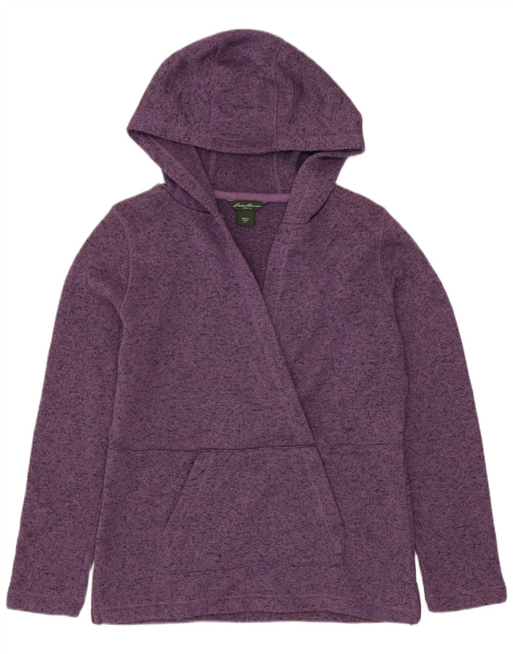 EDDIE BAUER Womens Hoodie Jumper UK 14 Medium Purple Flecked Polyester