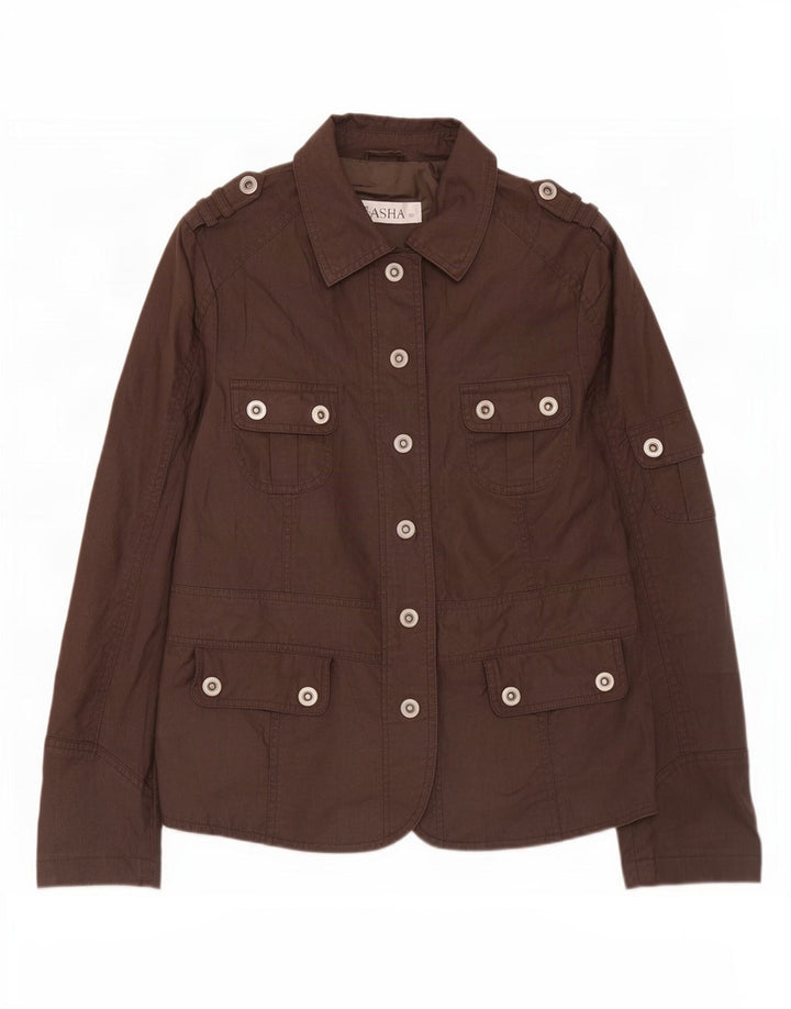 Giacca militare da donna Sasha UK 12 Cotone marrone medio