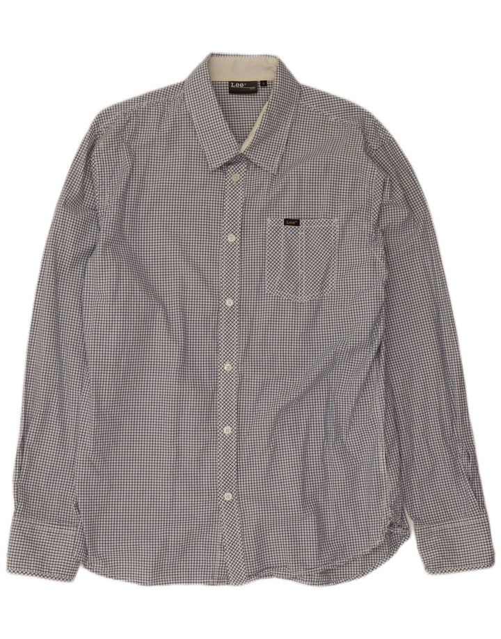 Lee Mens Shirt Large Blue Check Cotton