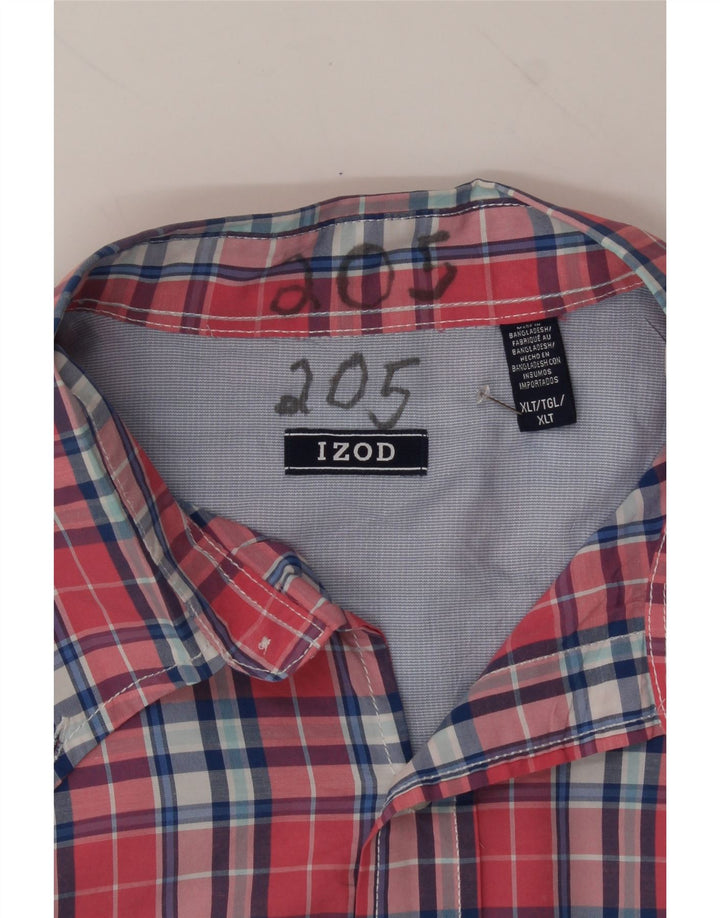 IZOD Mens Short Sleeve Shirt XL Red Check Cotton Vintage Izod and Second-Hand Izod from Messina Hembry 