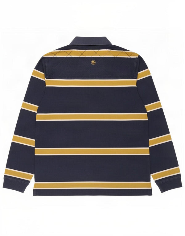 Polo da rugby a maniche lunghe da uomo Fat Face, grande, in cotone a righe blu navy