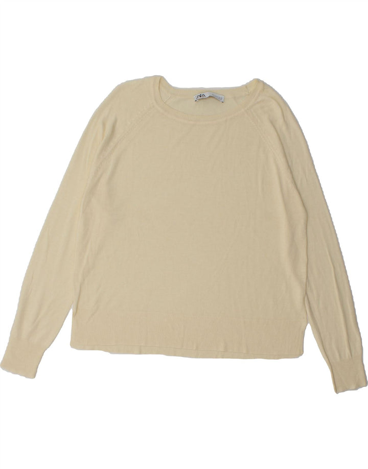 ZARA Womens Oversized Boat Neck Jumper Sweater UK 10 Small Beige Vintage Zara and Second-Hand Zara from Messina Hembry 
