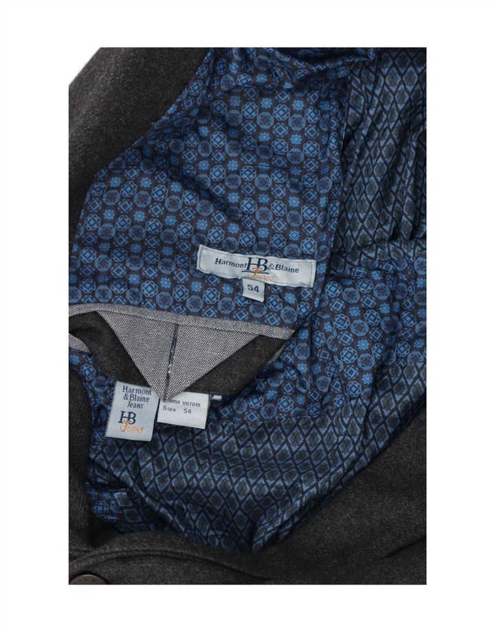 HARMONT & BLAINE Mens 2 Button Blazer Jacket IT 54 2XL Grey Vintage Harmont & Blaine and Second-Hand Harmont & Blaine from Messina Hembry 