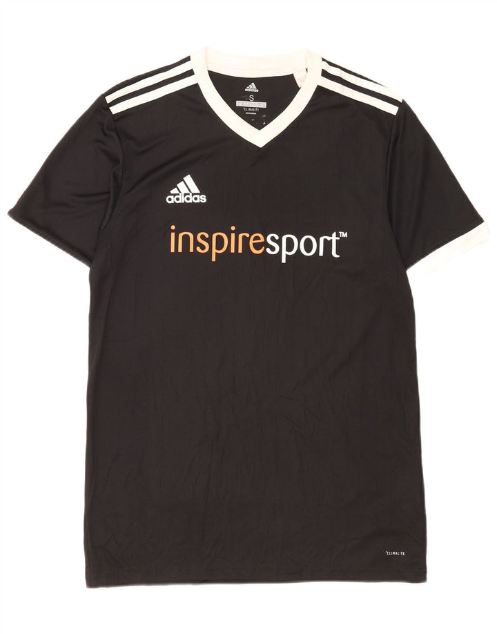 Maglietta grafica Adidas Climalite da uomo, piccola, in poliestere nero
