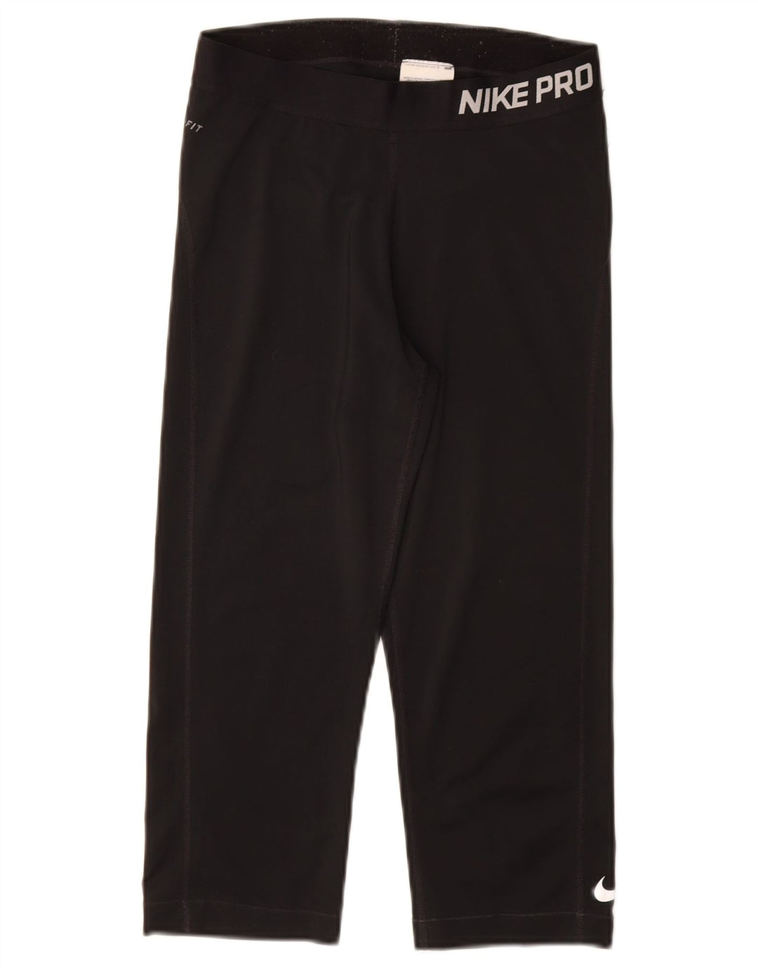 NIKE Dame Dri Fit Grafiske Capri Leggings UK 12 Medium Sort Polyester