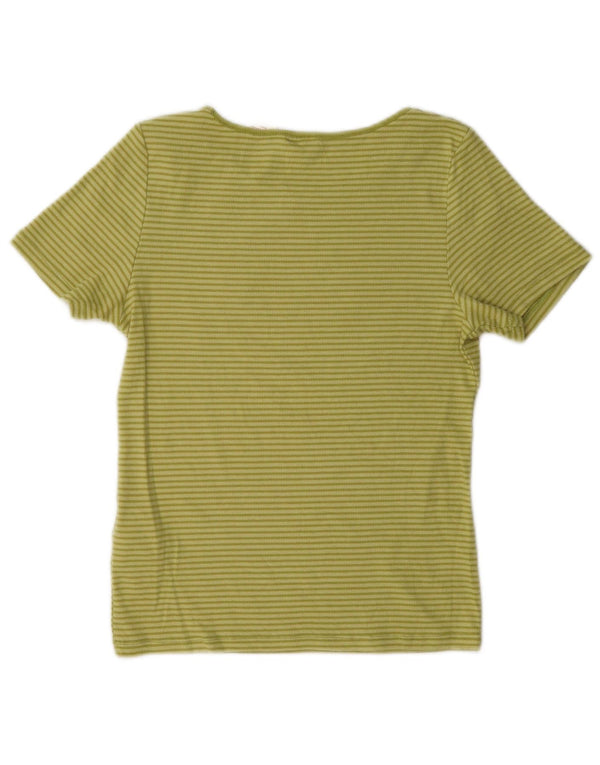 Levi's Damen T-Shirt Top UK 14 Mittelgrüne Nadelstreifen-Baumwolle
