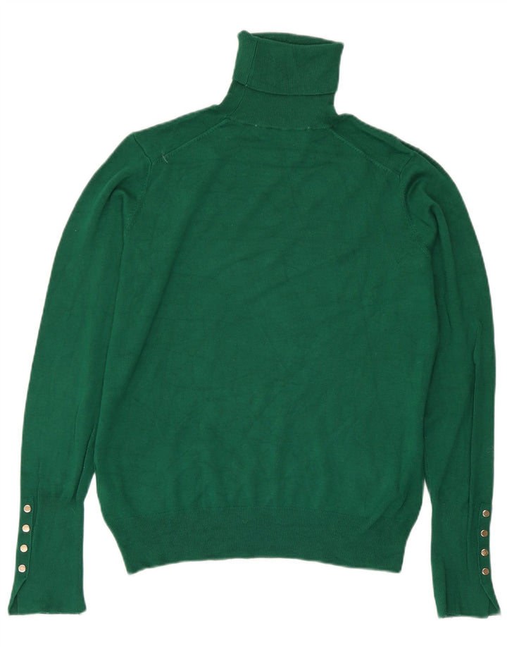 Zara Womens Roll Neck Jumper Sweater UK 12 Medium Green Viscose