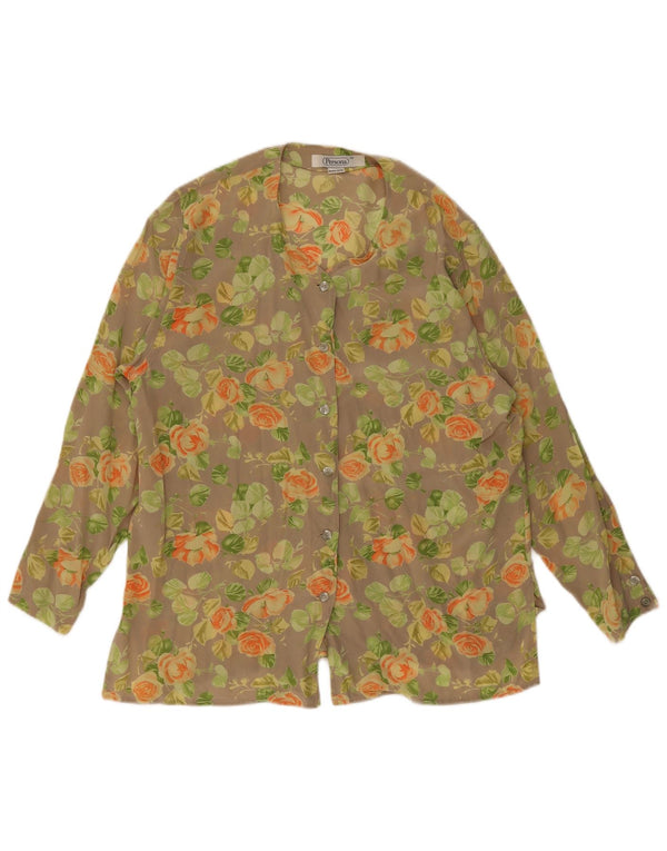 Persona Womens Shirt Blouse Taille 19 Petite Soie Florale Beige