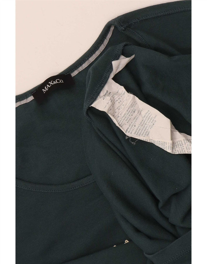 Max & Co. Damen Grafikoberteil Langarm UK 12 Mittelgrüne Baumwolle