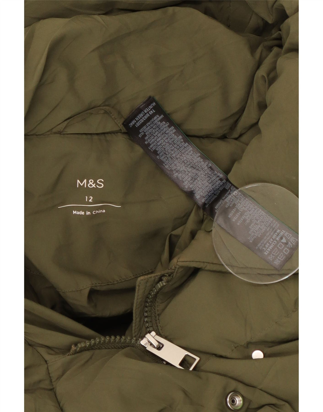 Marks & Spencer Wattierte Damenweste mit Kapuze, UK 12, Mittelgrün, Polyester