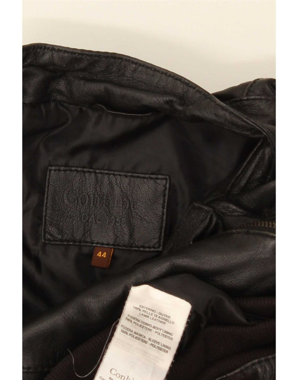 Conbipel Damen Bomber-Lederjacke IT 44 Mittelschwarzes Leder