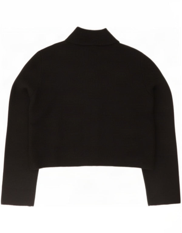 Zara Womens Crop Cardigan Sweater UK 14 Medium Black Acryl