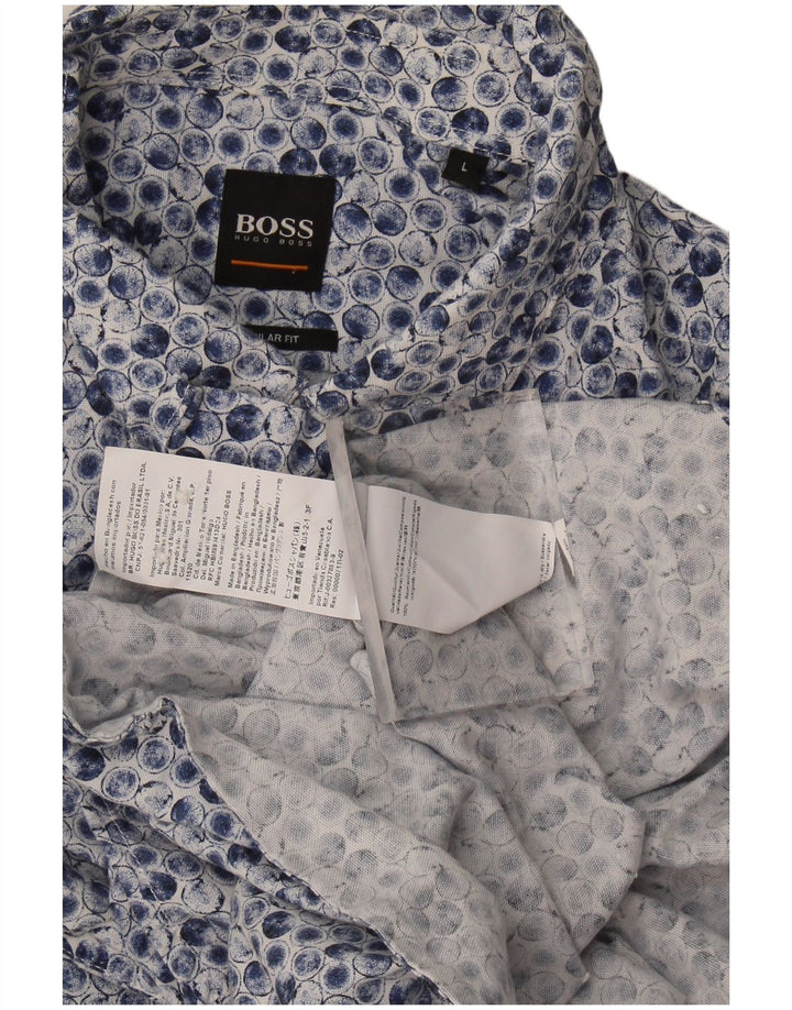 Cămașă pentru bărbați Hugo Boss Regular Fit Large Blue Geometric