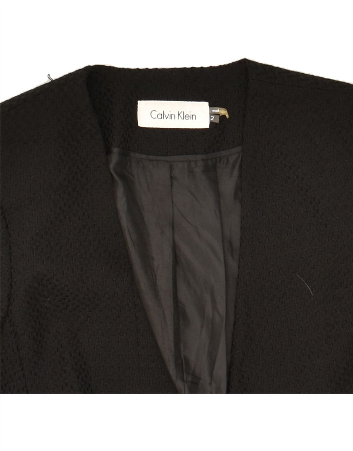 CALVIN KLEIN Womens 1 Button Blazer Jacket UK 2 2XS Black Polyester Vintage Calvin Klein and Second-Hand Calvin Klein from Messina Hembry 