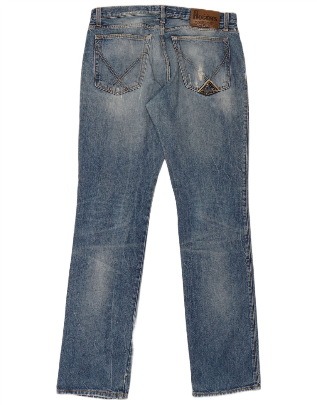 Roy Rogers Herre Distressed Straight Jeans W34 L36 Blå Bomuld