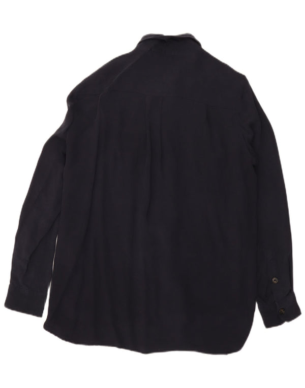 Massimo Dutti Dame Loose Fit Corduroy Skjorte UK 14 Medium Navy Blue Cupro