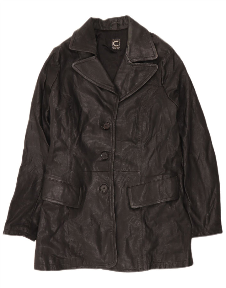 Abrigo de cuero vintage para mujer IT 42 Medio Negro