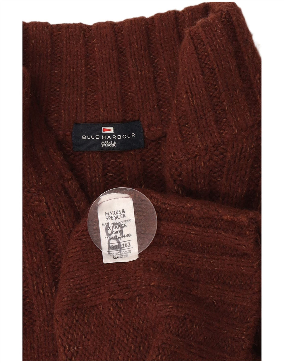 Marks & Spencer Mens Zip Neck Jumper Sweater XL Brown Acrylic