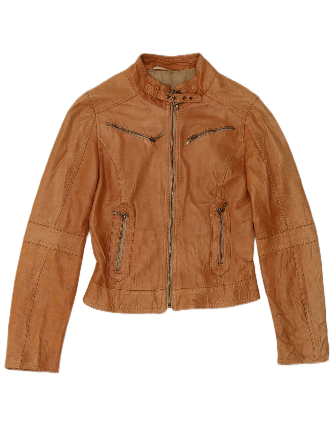 XETRA Biker-jakke i læder til kvinder UK 8 Small Beige