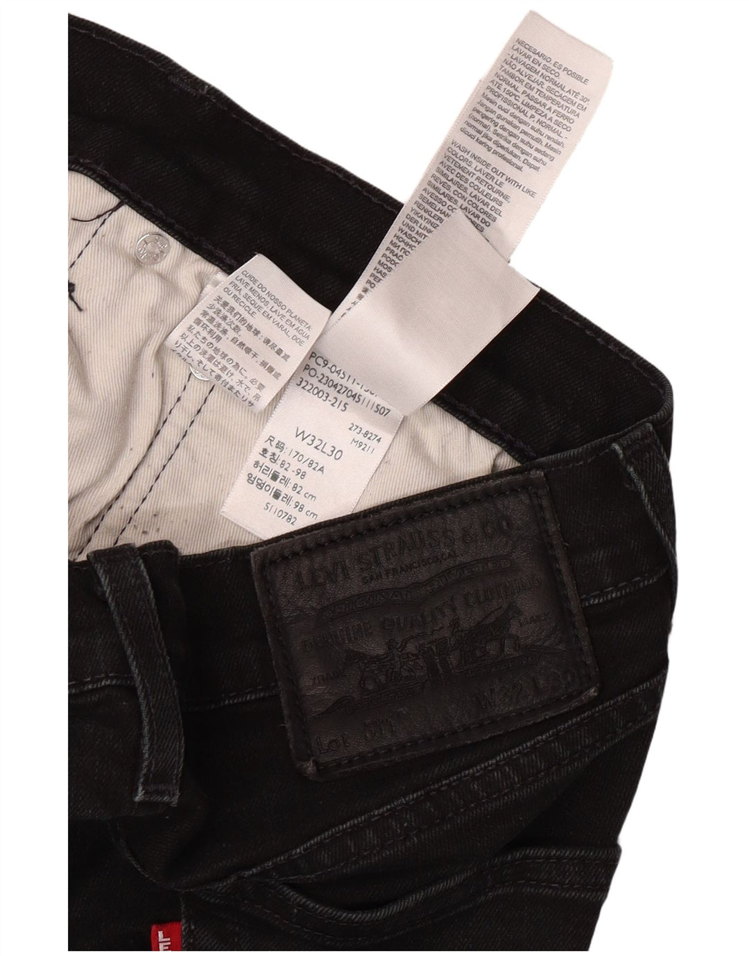 LEVI'S Mens Slim Jeans W32 L30  Black Cotton