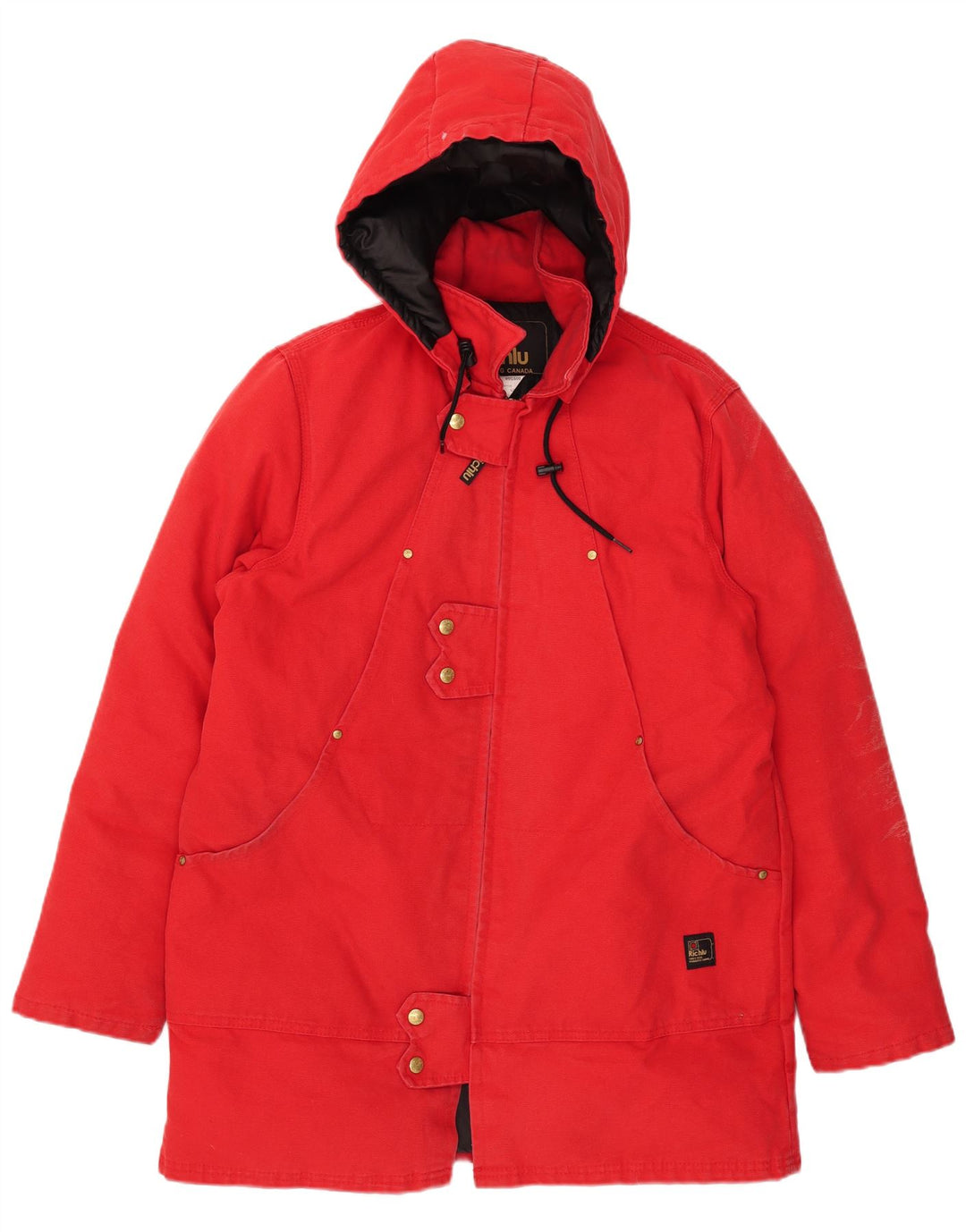 Richlu Mens Hooded Padded Coat UK 40 Large Red Cotton