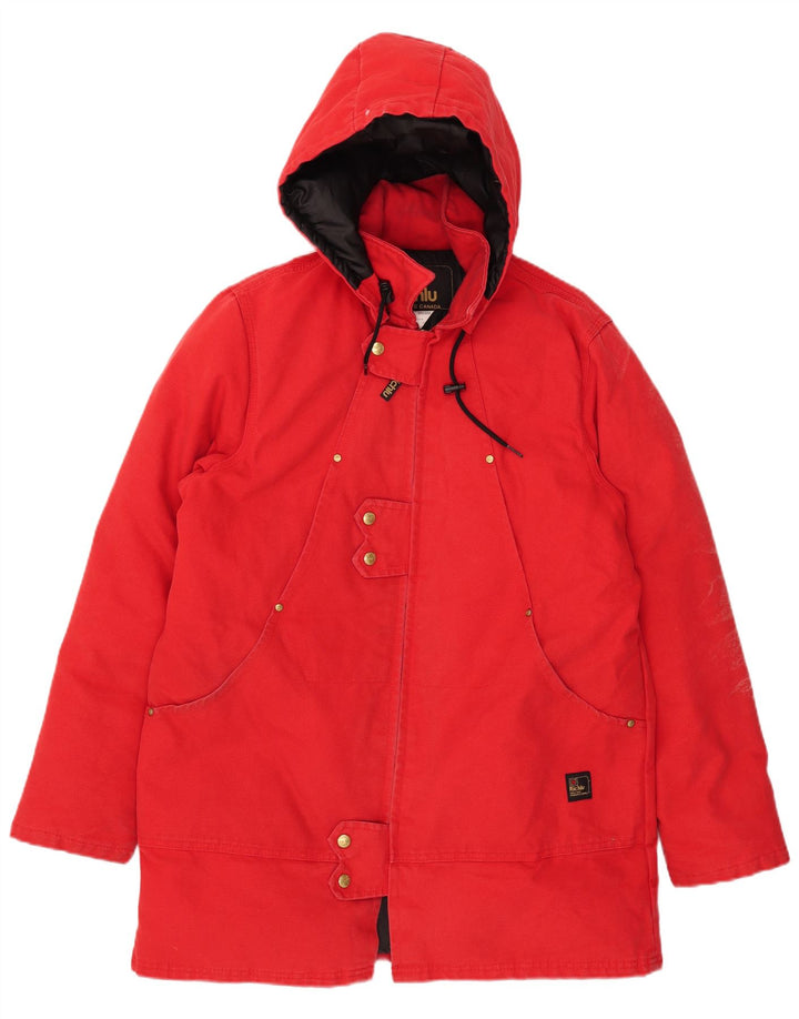 Richlu Mens Hooded Padded Coat UK 40 Large Red Cotton