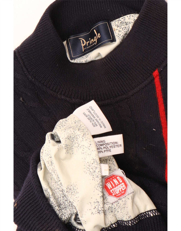 Pringle Pull col roulé pour homme en laine rayée bleu marine