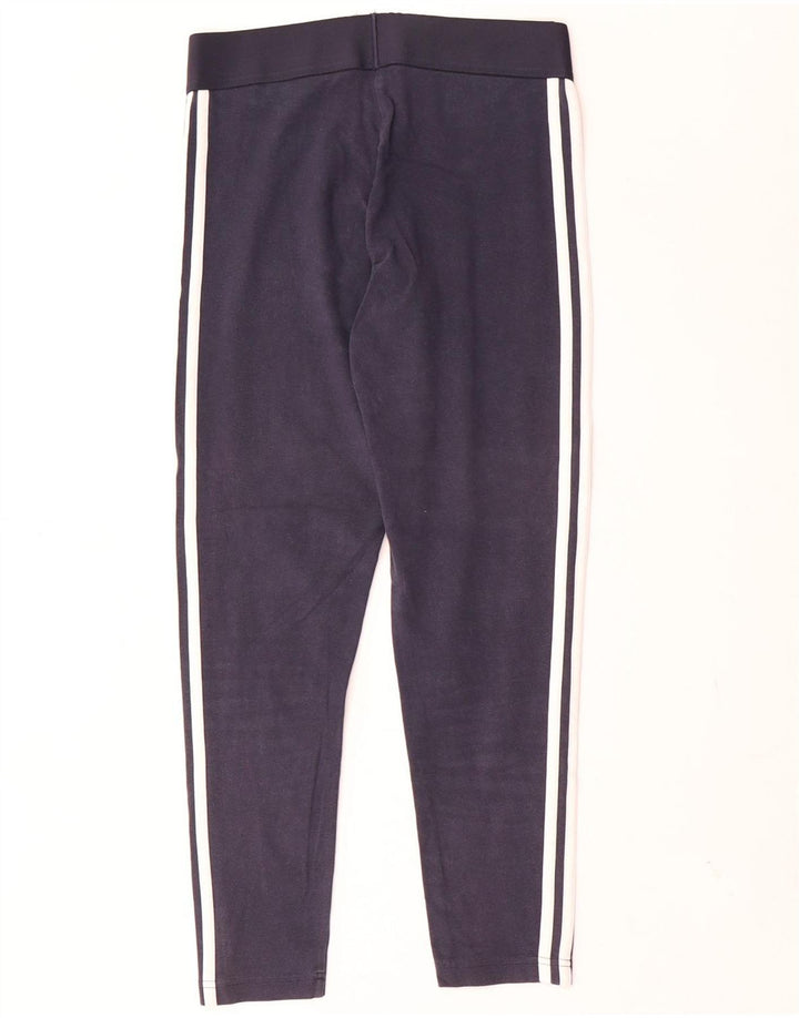 Adidas Womens Leggings UK 12/14 Medium  Navy Blue Cotton