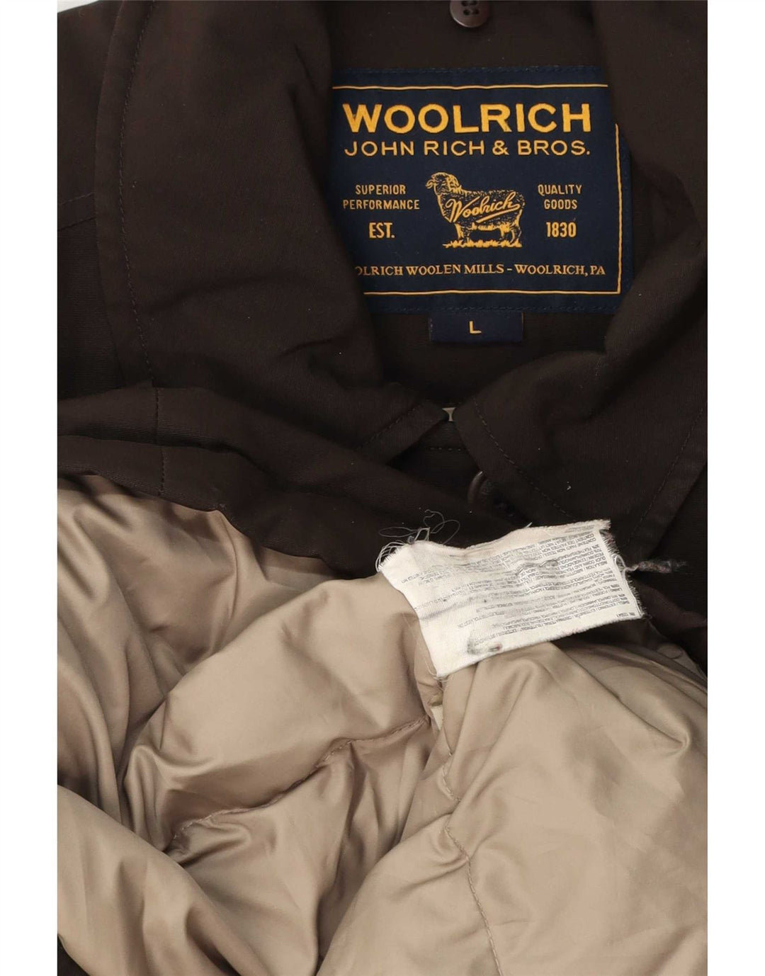 Woolrich Damen Wattierte Jacke UK 14 Large Braun Polyester