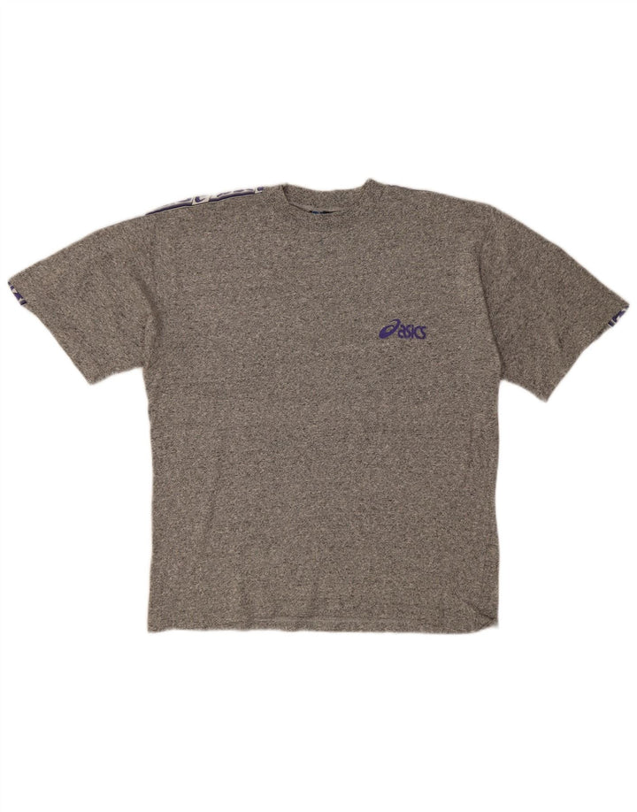 Asics Mens Graphic T-Shirt Top Large Grey Flecked Cotton