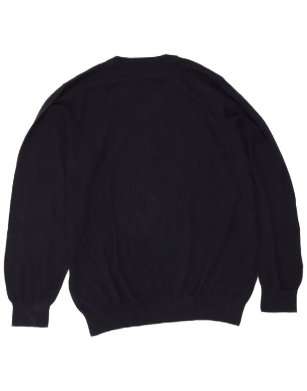 L.L.Bean Pull col V pour Homme en Coton Bleu Marine Large