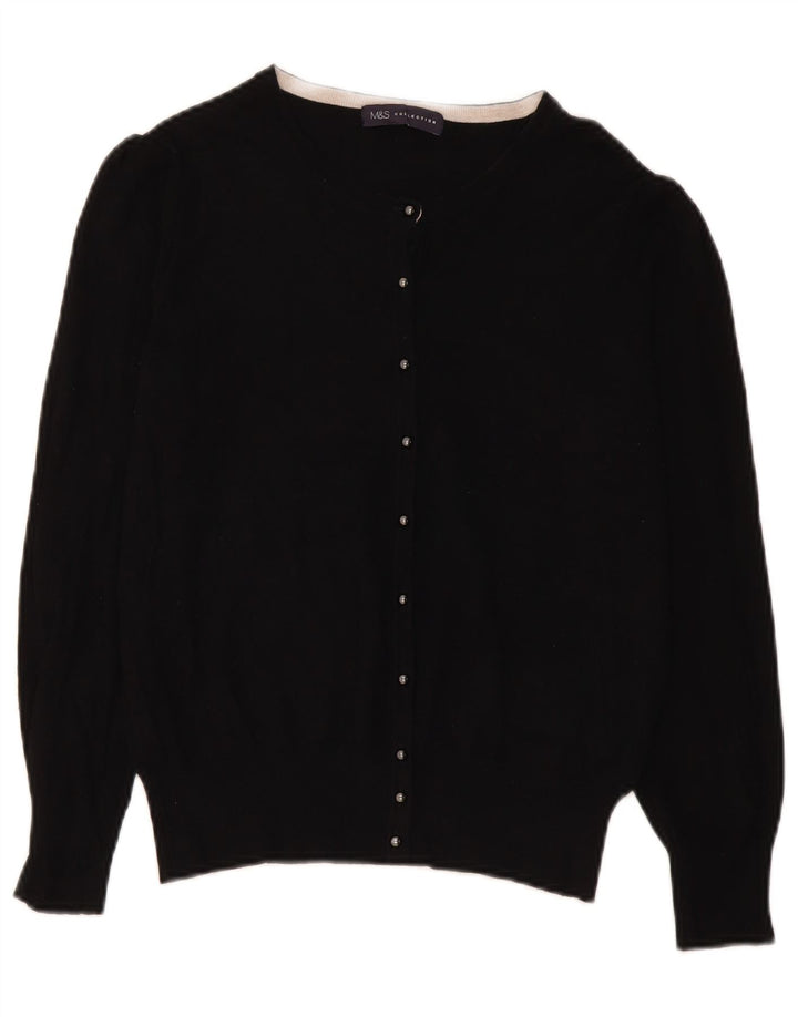 Maglione cardigan da donna Marks & Spencer UK 14 Viscosa nera media